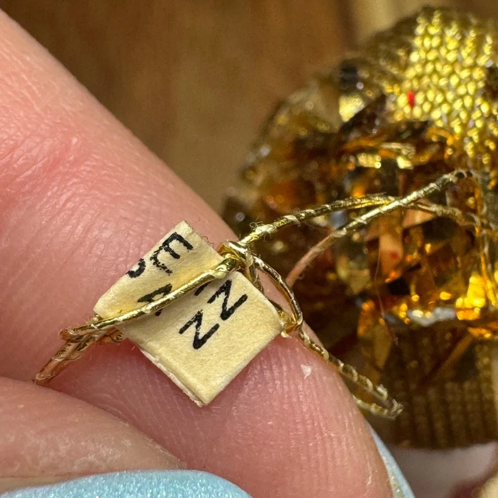 Vintage Angel Christmas Ornament Red Gold Glitter Japan Mid Century 4.5